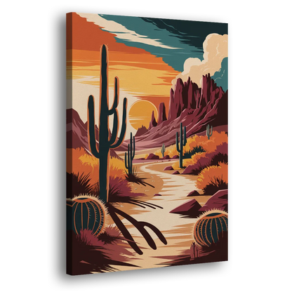 Tombstone Desert Sunset Side - Canvas Wall Art