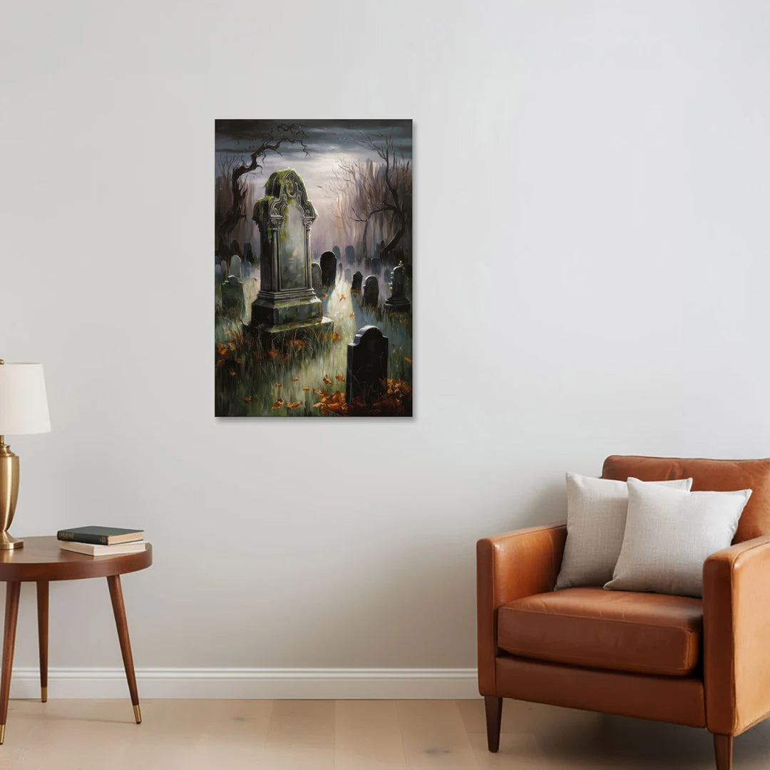 Tombstone Eerie Twilight - Canvas Wall Art - Sofa - 24x36