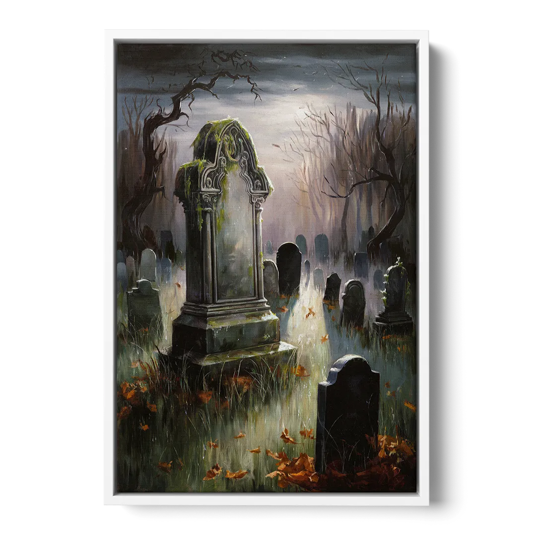 Tombstone Eerie Twilight Front - White Canvas Wall Art