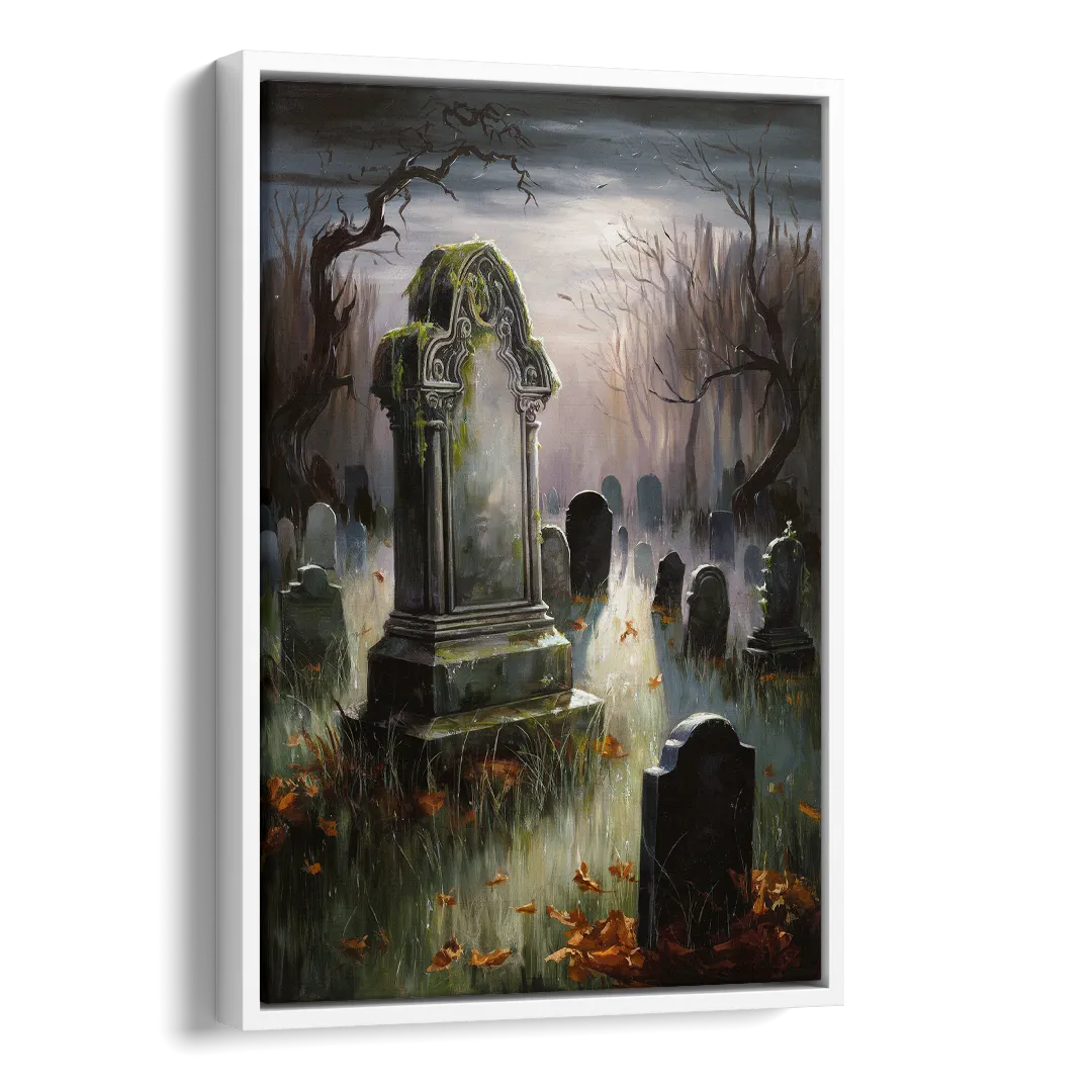 Tombstone Eerie Twilight Side - White Canvas Wall Art