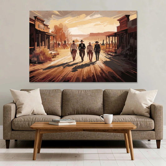 Tombstone Gunfight Scenery - Canvas Wall Art - Sofa - 60x40