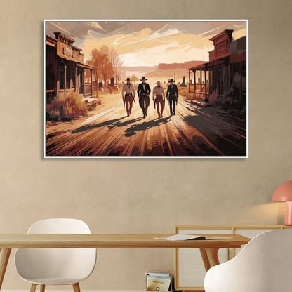 Tombstone Gunfight Scenery Living Room - White Canvas Wall Art