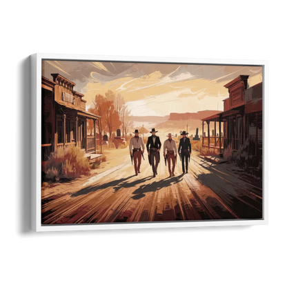 Tombstone Gunfight Scenery Side - White Canvas Wall Art