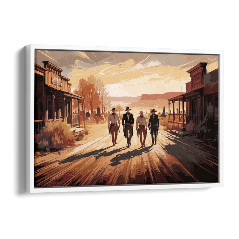 Tombstone Gunfight Scenery Side - White Canvas Wall Art
