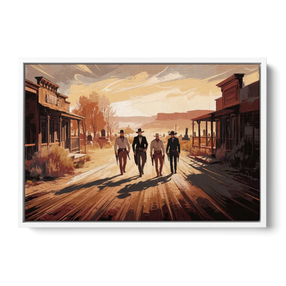 Tombstone Gunfight Scenery Front - White Canvas Wall Art