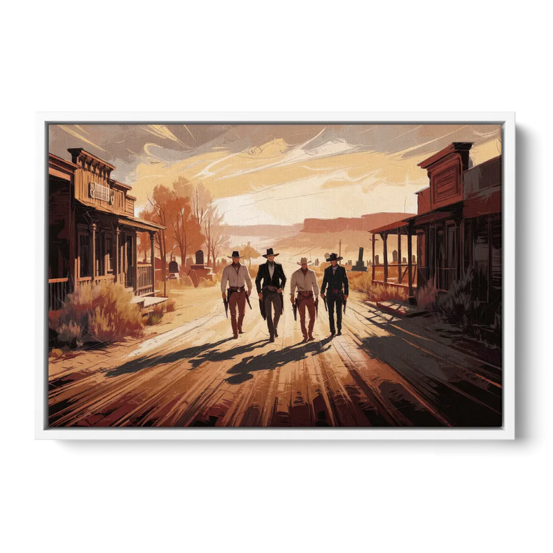 Tombstone Gunfight Scenery Front - White Canvas Wall Art