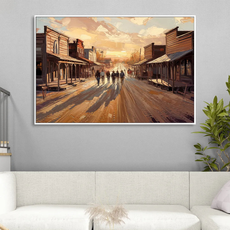 Tombstone Historic Main Street Sitting Room - White Canvas Wall Art