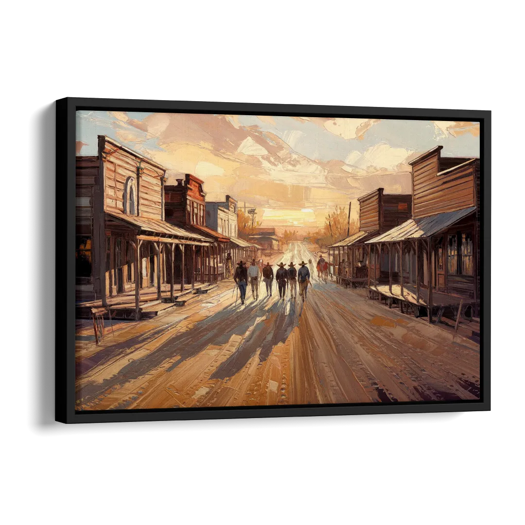 Tombstone Historic Main Street Side - Black Canvas Wall Art