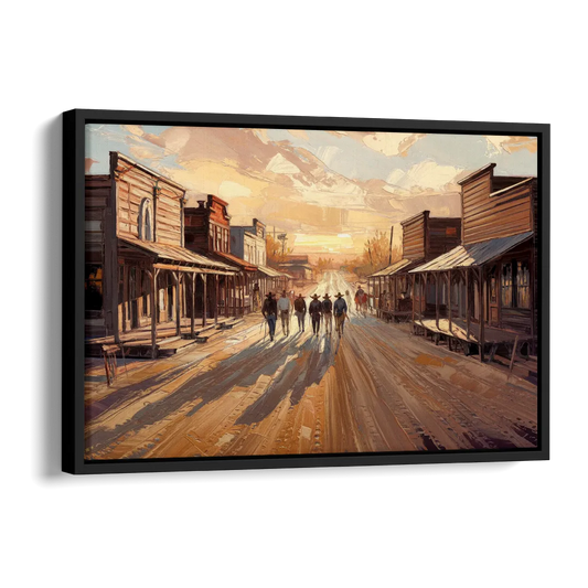 Tombstone Historic Main Street Side - Black Canvas Wall Art