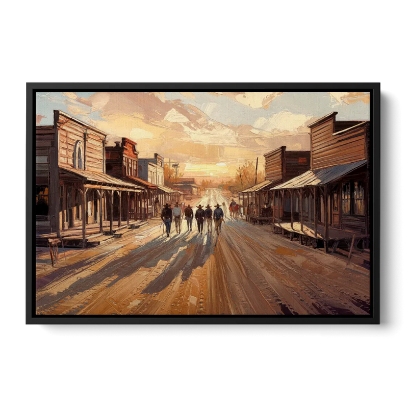 Tombstone Historic Main Street Front - Black Canvas Wall Art