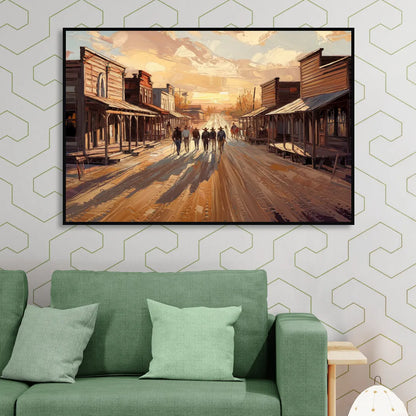 Tombstone Historic Main Street Living Room - Black Canvas Wall Art