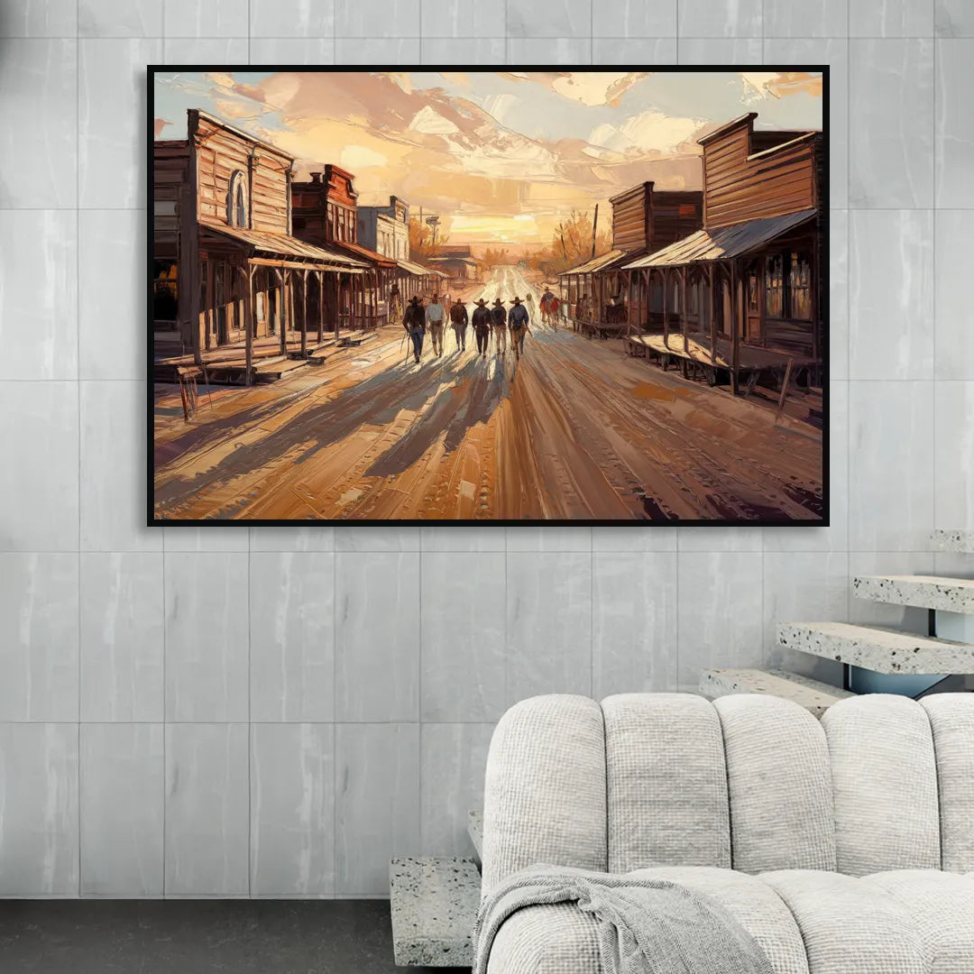 Tombstone Historic Main Street Sitting Room - Black Canvas Wall Art