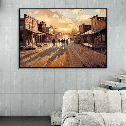 Tombstone Historic Main Street Sitting Room - Black Canvas Wall Art