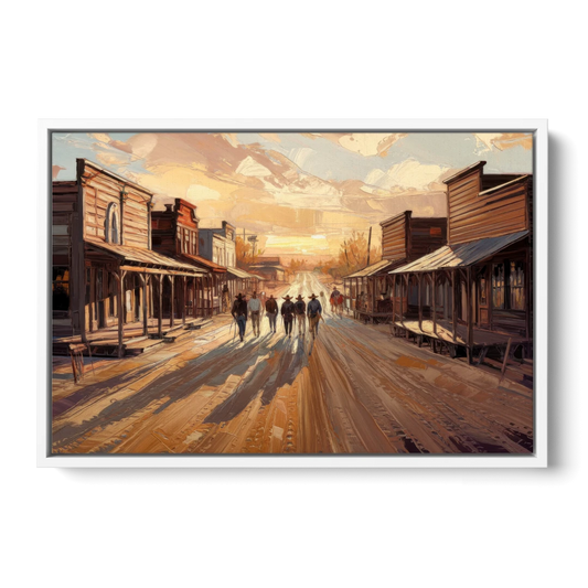 Tombstone Historic Main Street - White Framed Canvas Wall Art - Front