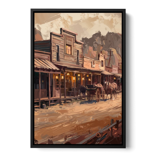 Tombstone Old West Charm - Black Framed Canvas Wall Art - Front