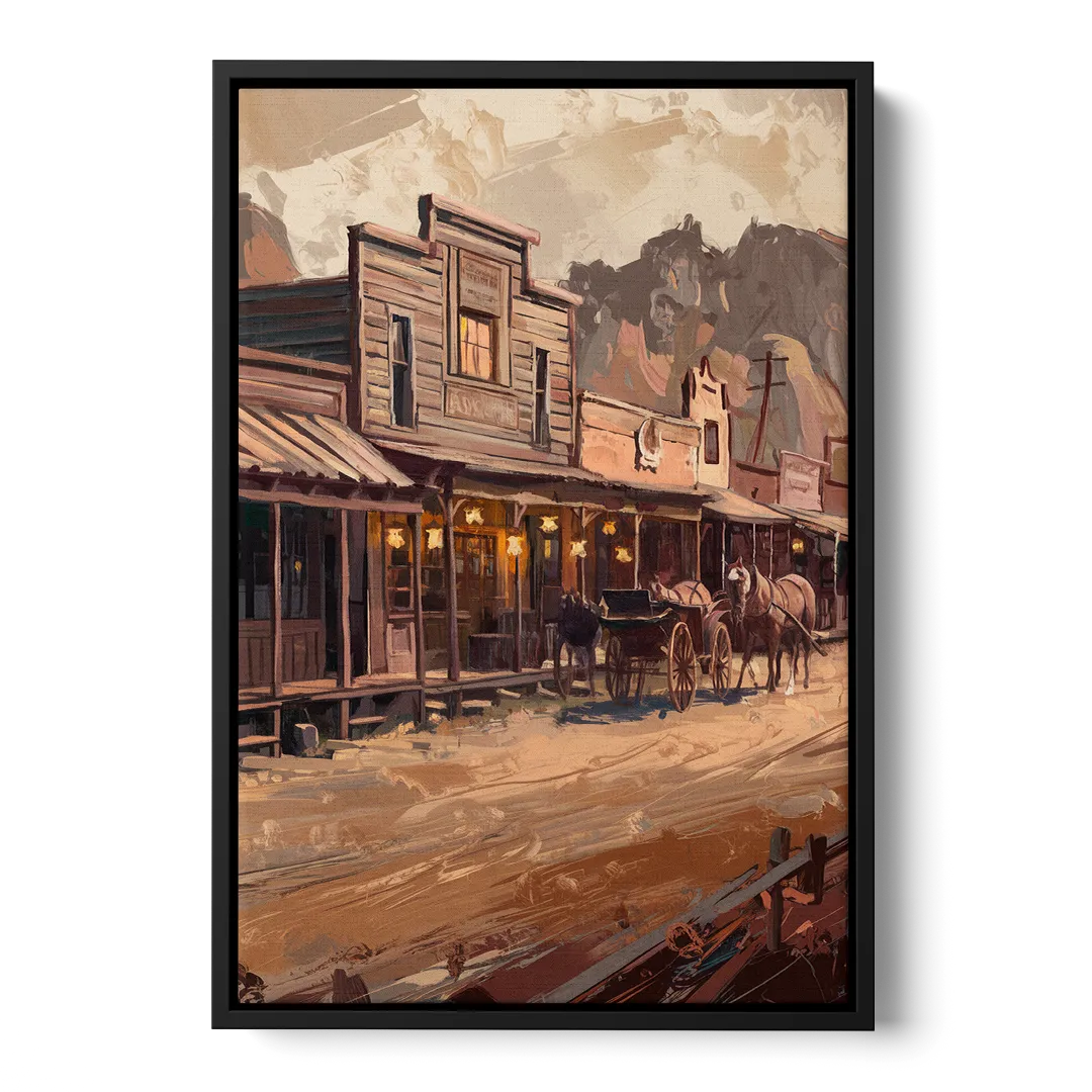 Tombstone Old West Charm Front - Black Canvas Wall Art