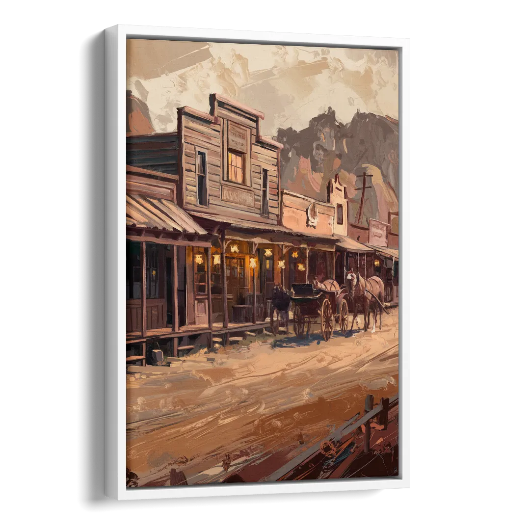 Tombstone Old West Charm Side - White Canvas Wall Art