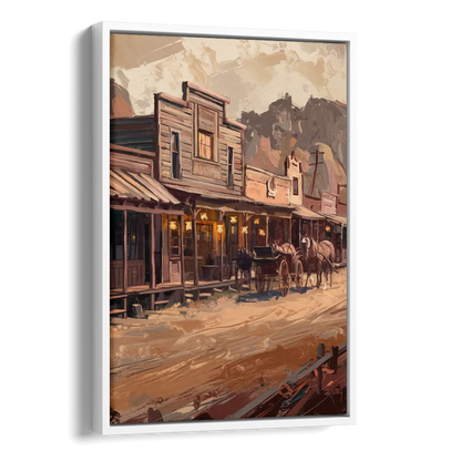 Tombstone Old West Charm Side - White Canvas Wall Art