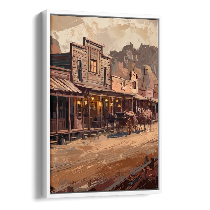 Tombstone Old West Charm Side - White Canvas Wall Art
