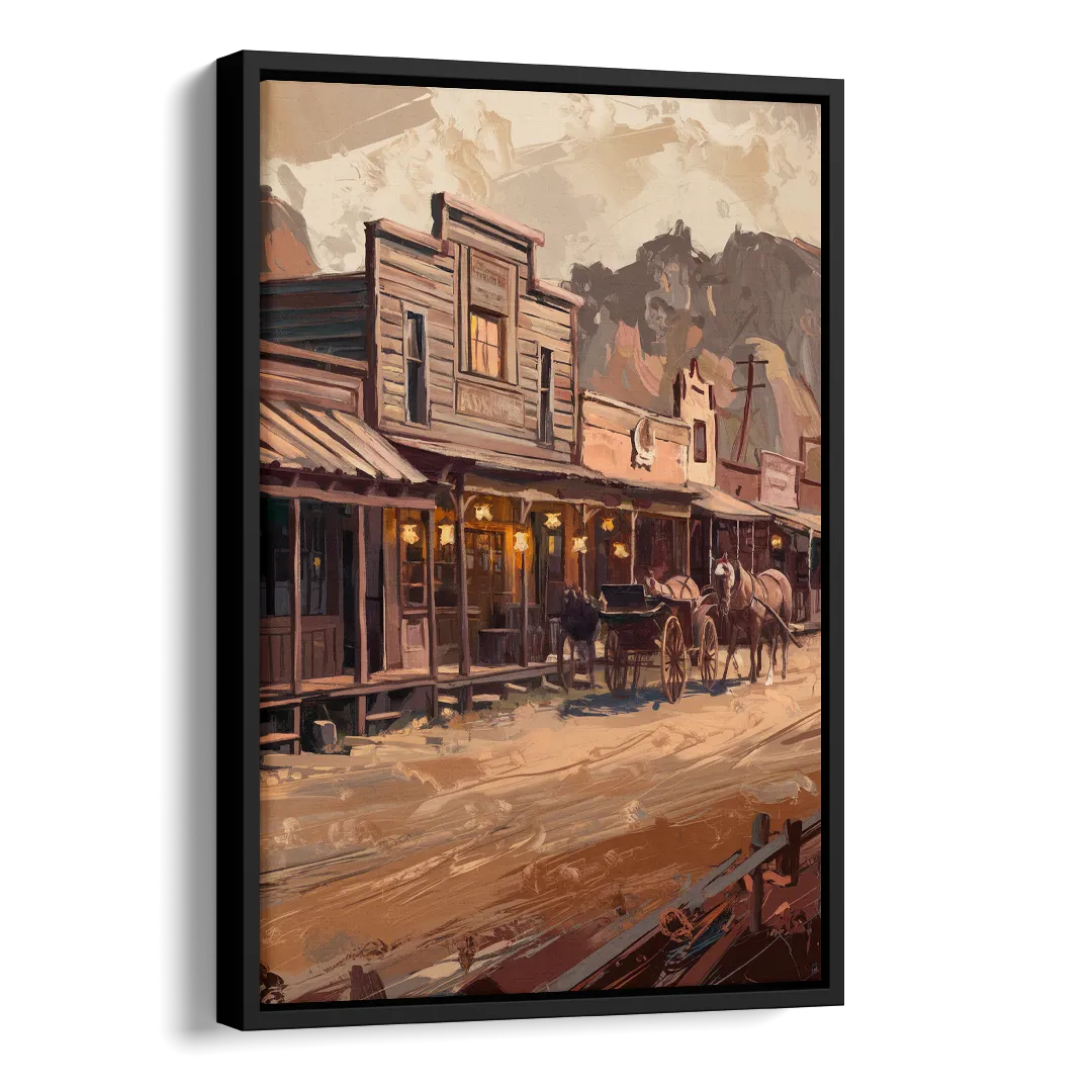 Tombstone Old West Charm Side - Black Canvas Wall Art