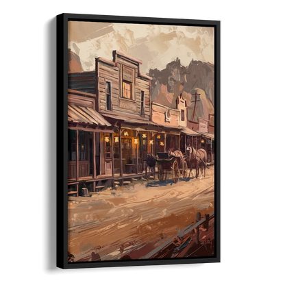 Tombstone Old West Charm Side - Black Canvas Wall Art