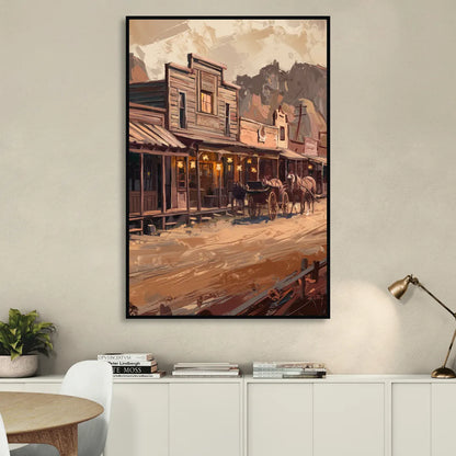 Tombstone Old West Charm Sitting Room - Black Canvas Wall Art