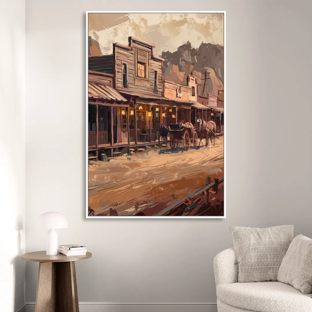 Tombstone Old West Charm Sitting Room - White Canvas Wall Art