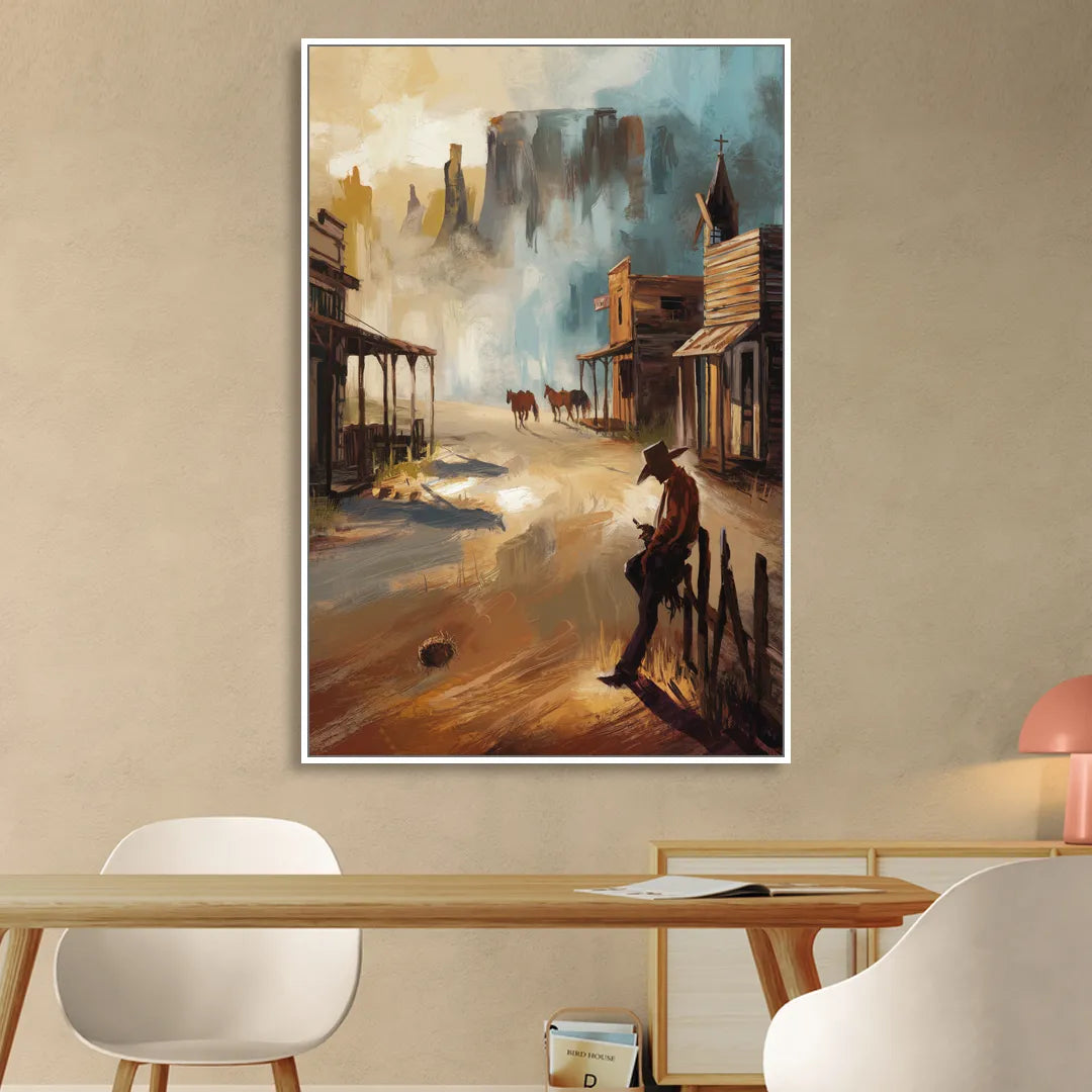 Tombstone Western Heritage Sitting Room - White Canvas Wall Art