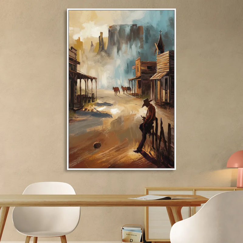 Tombstone Western Heritage Sitting Room - White Canvas Wall Art