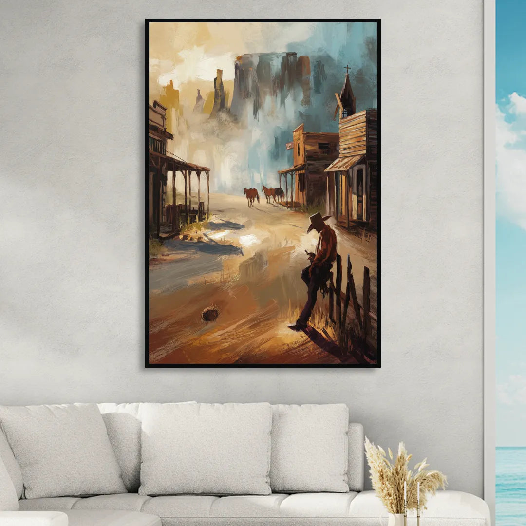 Tombstone Western Heritage Sitting Room - Black Canvas Wall Art