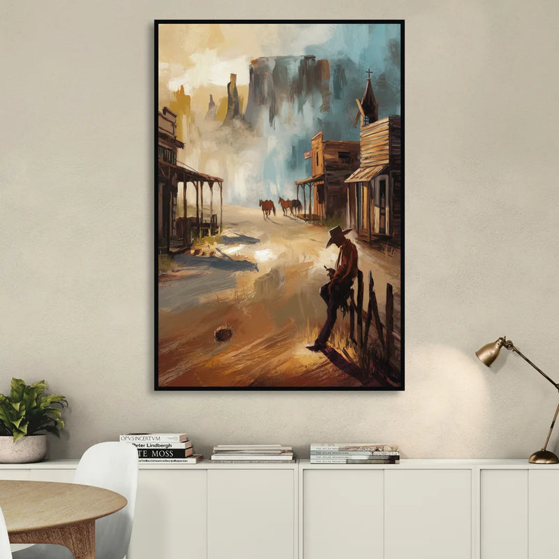 Tombstone Western Heritage Living Room - Black Canvas Wall Art