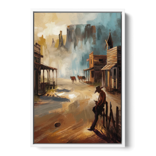 Tombstone Western Heritage - White Framed Canvas Wall Art - Front