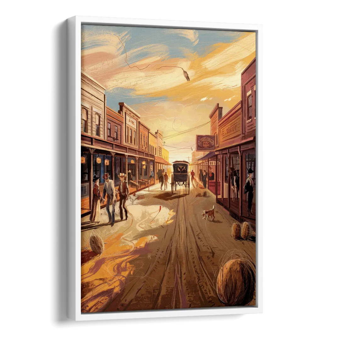 Tombstone Wild West Vibes Side - White Canvas Wall Art