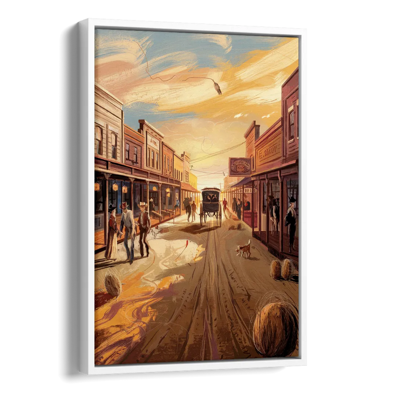 Tombstone Wild West Vibes Side - White Canvas Wall Art