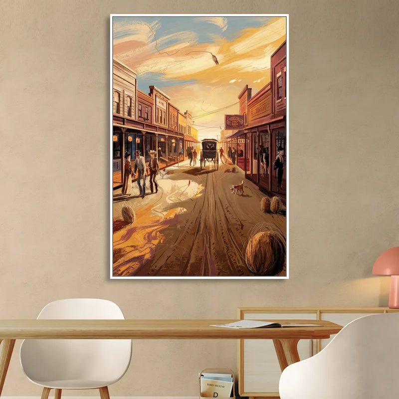 Tombstone Wild West Vibes Living Room - White Canvas Wall Art