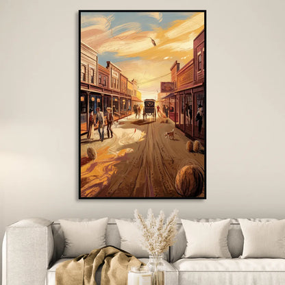 Tombstone Wild West Vibes Sitting Room - Black Canvas Wall Art