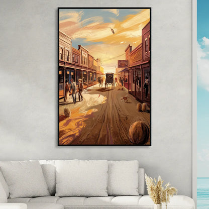 Tombstone Wild West Vibes Living Room - Black Canvas Wall Art