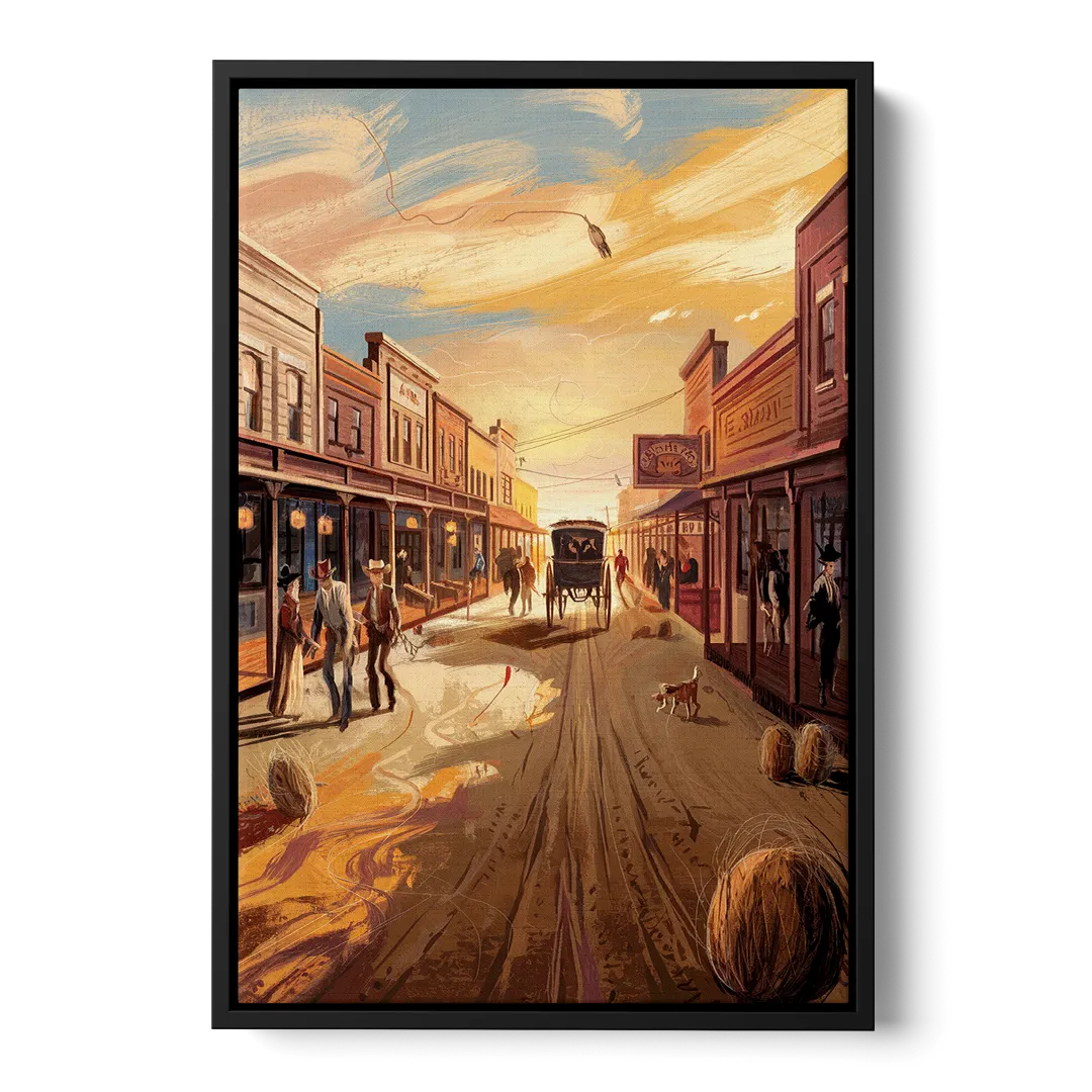 Tombstone Wild West Vibes Front - Black Canvas Wall Art