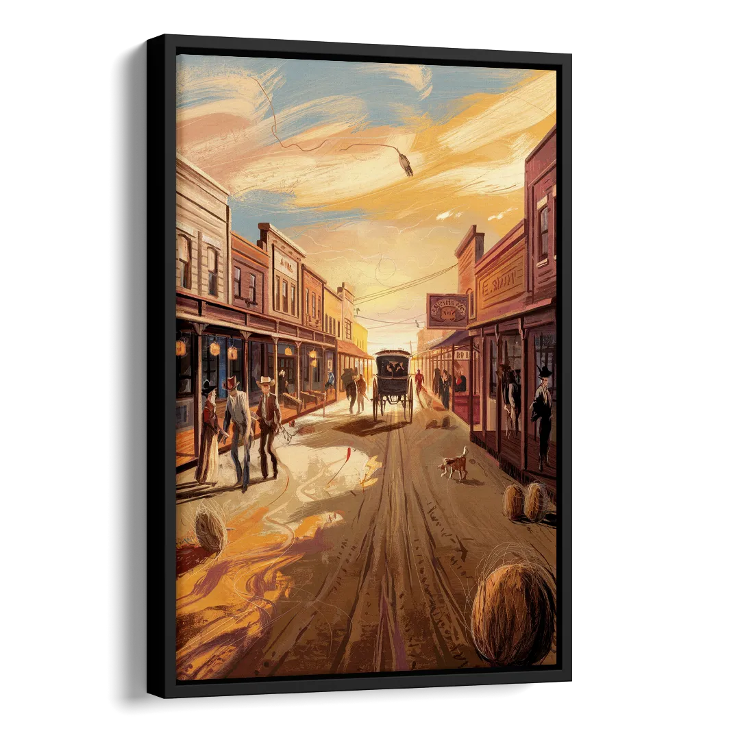 Tombstone Wild West Vibes Side - Black Canvas Wall Art