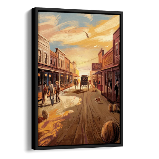 Tombstone Wild West Vibes Side - Black Canvas Wall Art