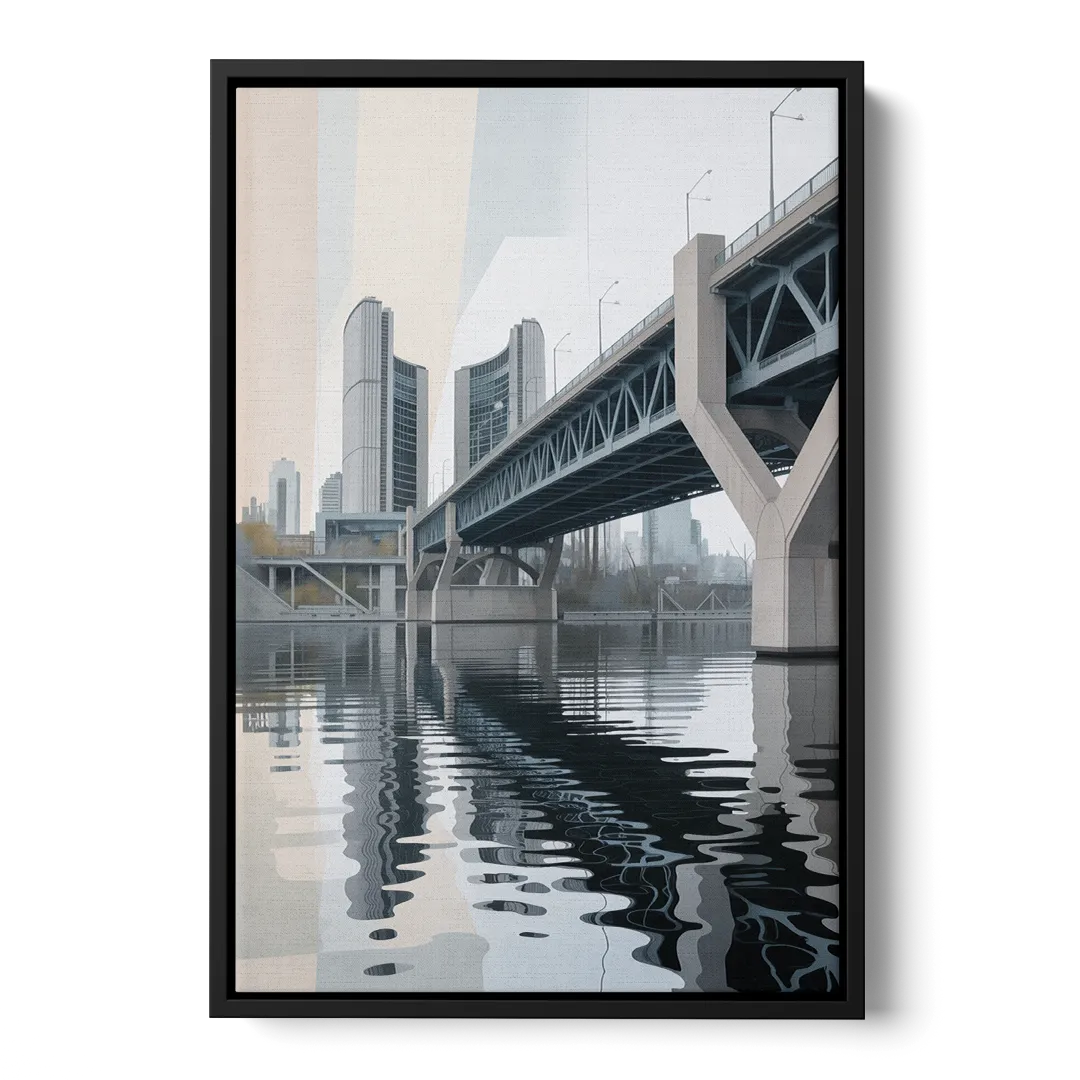 Toronto Cherry Street Bridge Front - Black Canvas Wall Art
