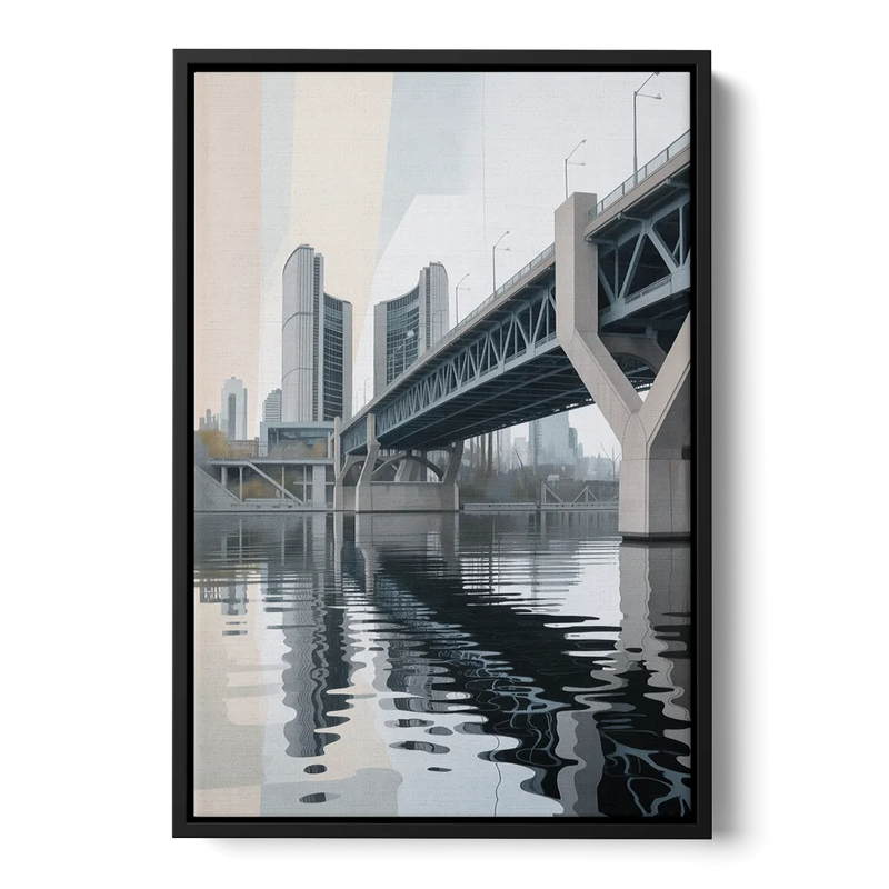 Toronto Cherry Street Bridge Front - Black Canvas Wall Art