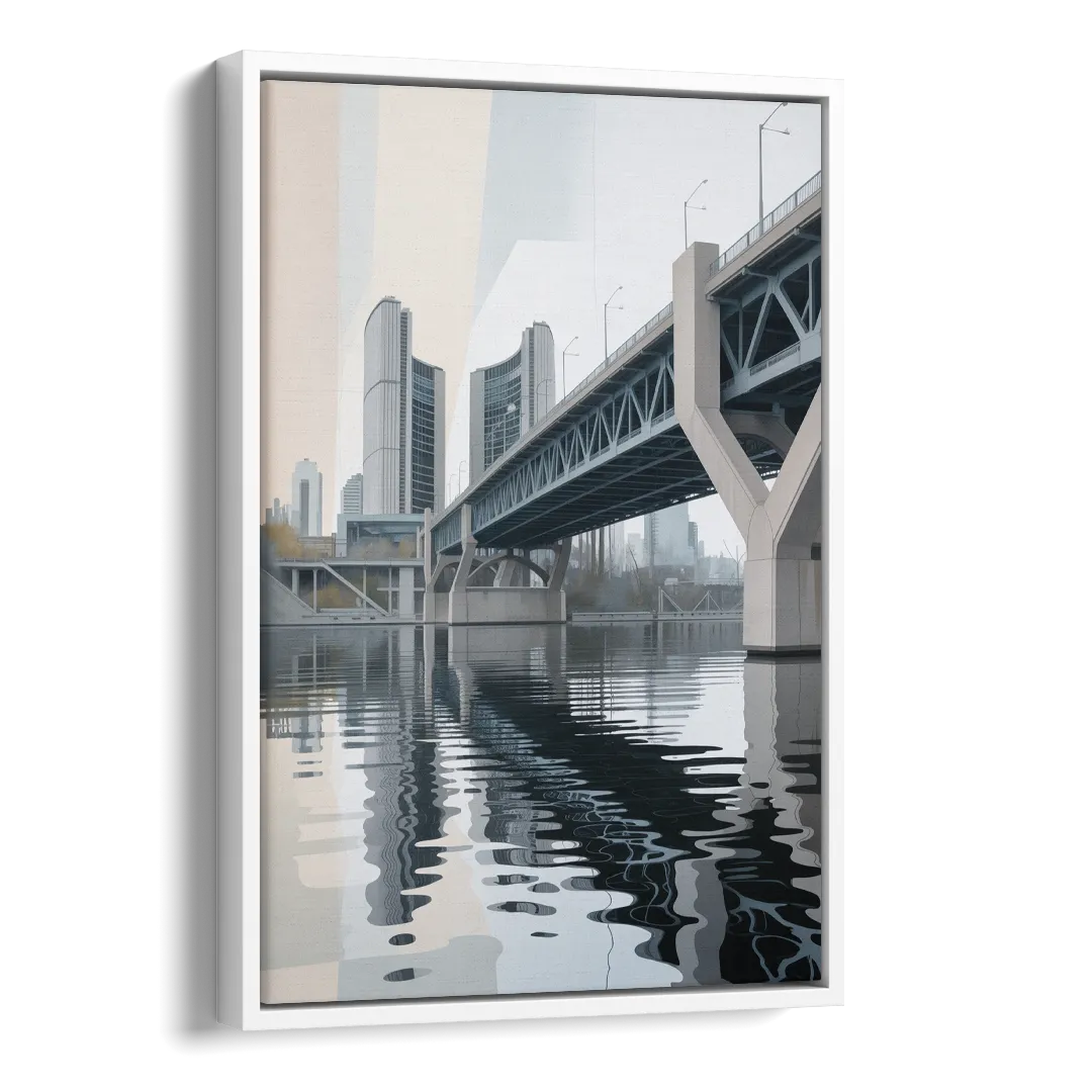 Toronto Cherry Street Bridge Side - White Canvas Wall Art