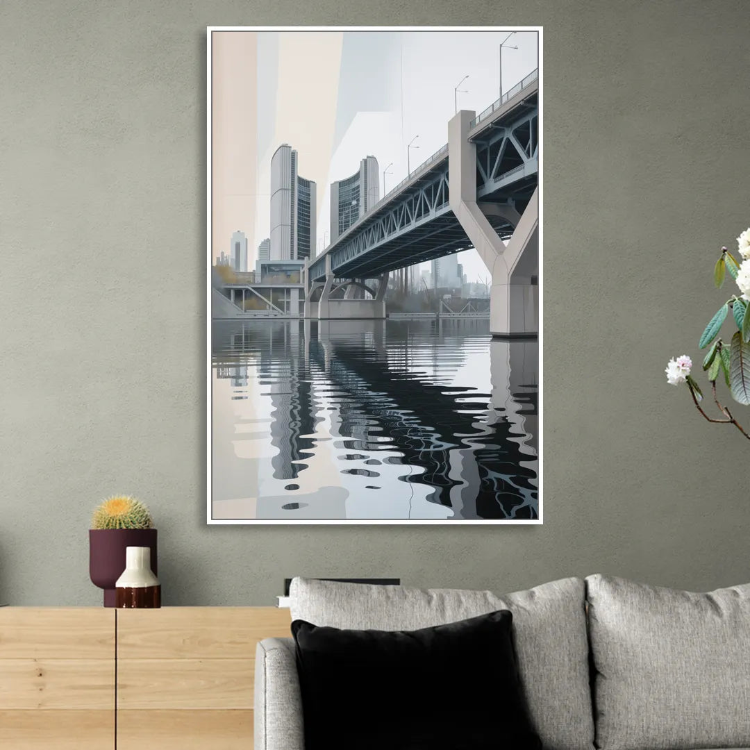 Toronto Cherry Street Bridge Sitting Room - White Canvas Wall Art