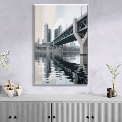 Toronto Cherry Street Bridge Living Room - White Canvas Wall Art