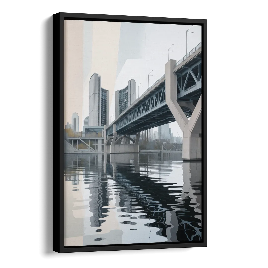 Toronto Cherry Street Bridge Side - Black Canvas Wall Art