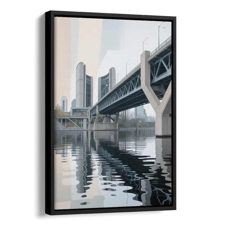 Toronto Cherry Street Bridge Side - Black Canvas Wall Art