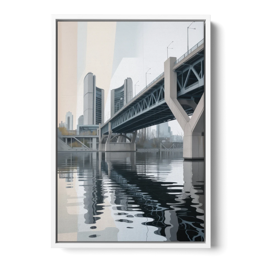 Toronto Cherry Street Bridge - White Framed Canvas Wall Art - Front