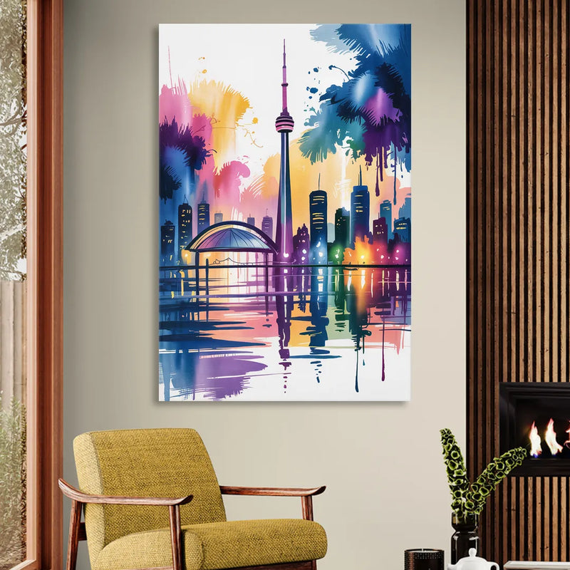 Toronto City Lights Sitting Room - Canvas Wall Art