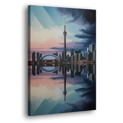 Toronto Cityscape Panorama Side - Canvas Wall Art